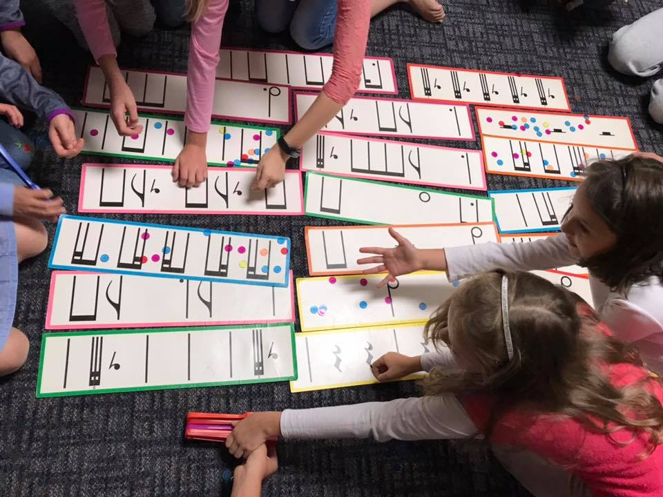 Students working together on rhythm activities